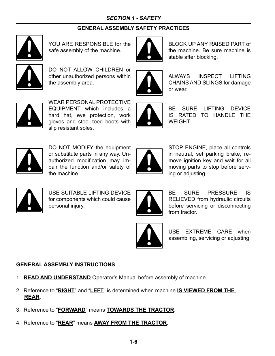 General assembly safety practices, General assembly safety practices -6 | Summers Hydraulic Fold Coil User Manual | Page 10 / 122