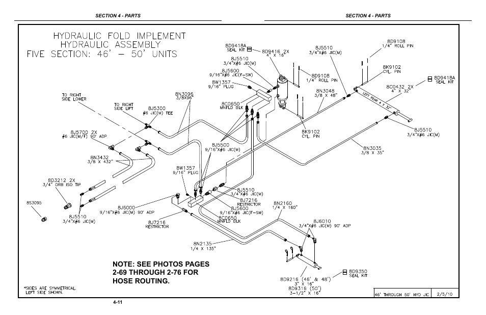 46'-50' hydraulic assembly, Hydraulic system 46’-50’ -11 | Summers Hydraulic Fold Coil User Manual | Page 109 / 122