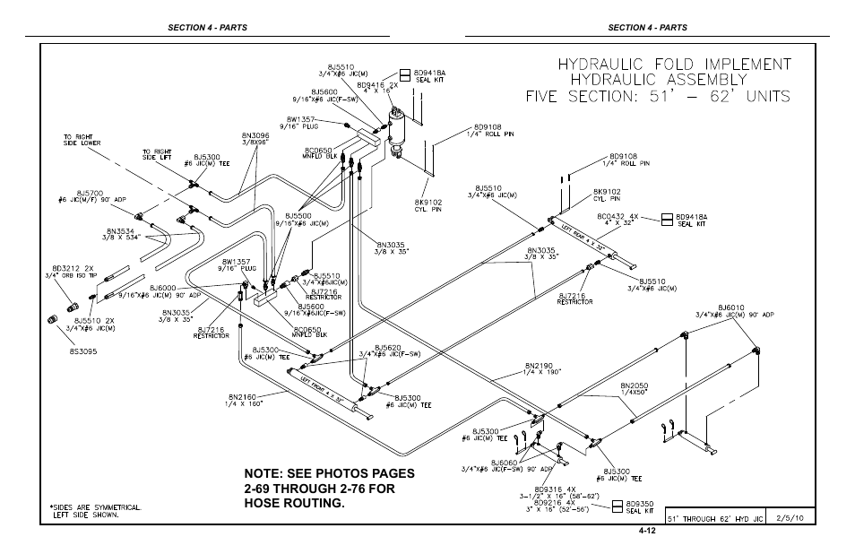 51'-62' hydraulic assembly, Hydraulic system 51’-62’ -12 | Summers Hydraulic Fold Coil User Manual | Page 110 / 122