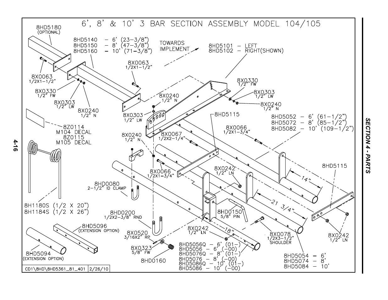 Mounted harrow assembly, Mounted harrow assembly -16 | Summers Hydraulic Fold Coil User Manual | Page 114 / 122