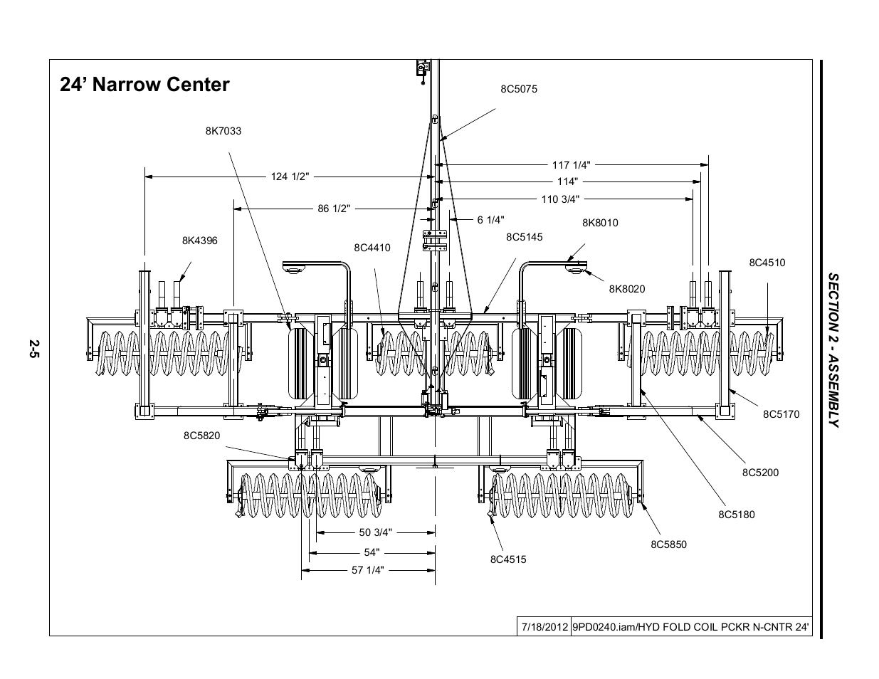 24' narrow center coil layout, 24’ narrow center | Summers Hydraulic Fold Coil User Manual | Page 15 / 122