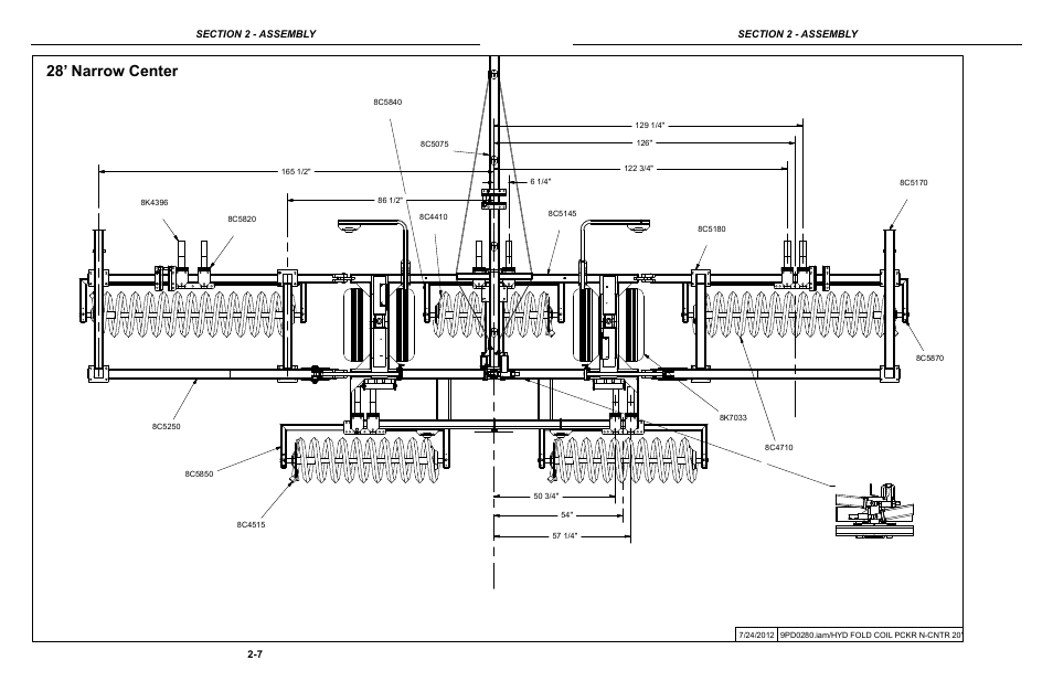 28' narrow center coil layout, 28’ narrow center | Summers Hydraulic Fold Coil User Manual | Page 17 / 122
