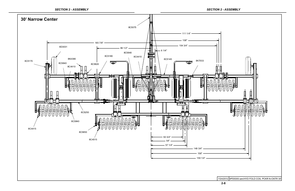 30' narrow center coil layout, 30’ narrow center | Summers Hydraulic Fold Coil User Manual | Page 18 / 122