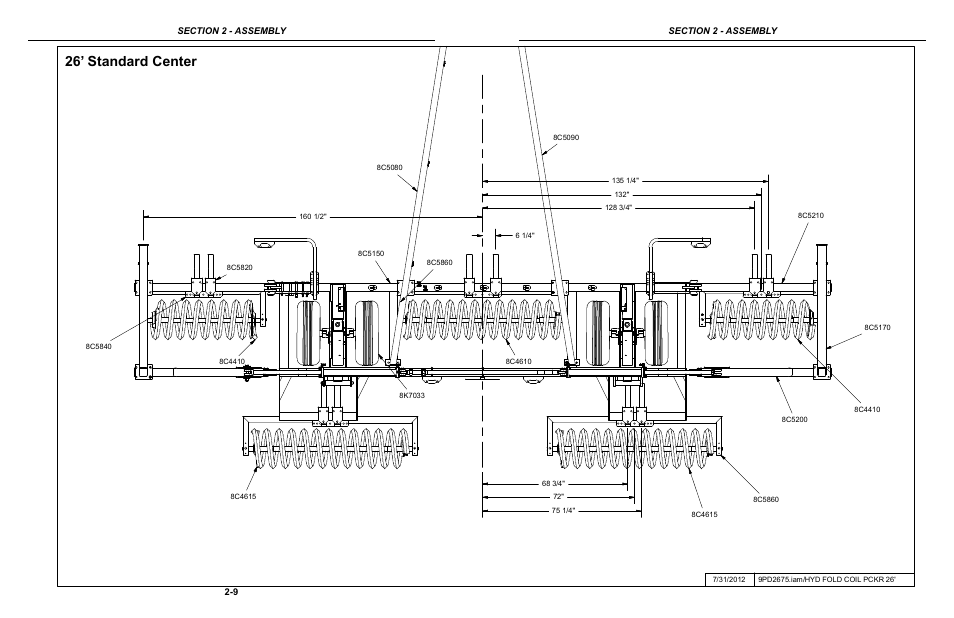 26' standard center coil layout, 26’ standard center | Summers Hydraulic Fold Coil User Manual | Page 19 / 122