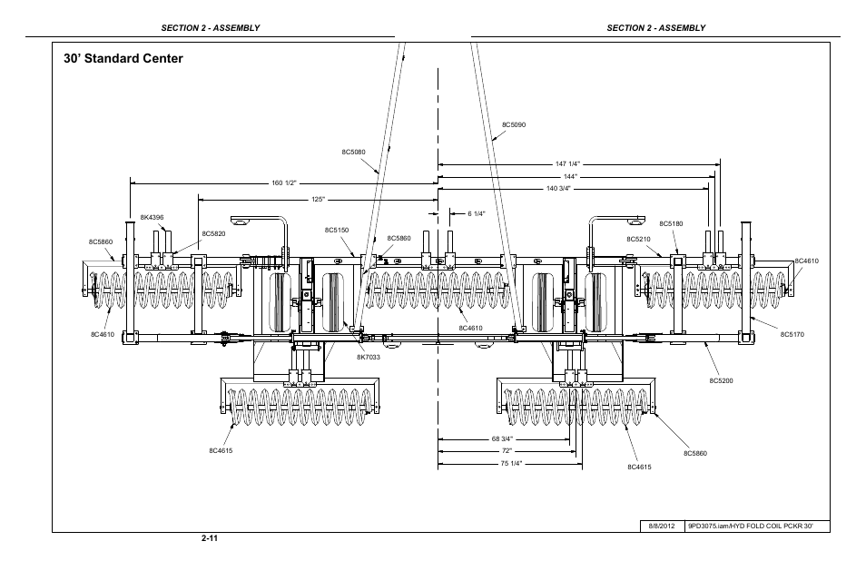 30' standard center coil layout, 30’ standard center | Summers Hydraulic Fold Coil User Manual | Page 21 / 122