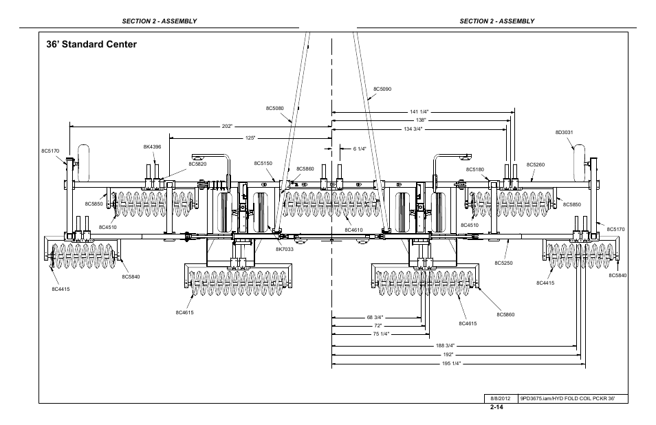 36' standard center coil layout, 36’ standard center | Summers Hydraulic Fold Coil User Manual | Page 24 / 122