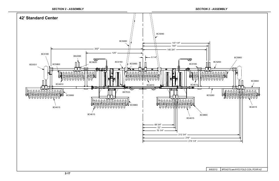 42' standard center coil layout, 42’ standard center | Summers Hydraulic Fold Coil User Manual | Page 27 / 122