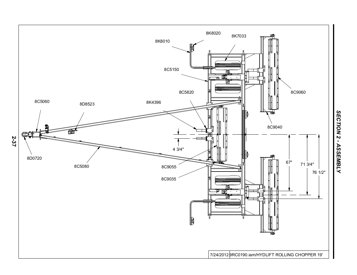 19' standard rolling chopper layout | Summers Hydraulic Fold Coil User Manual | Page 47 / 122