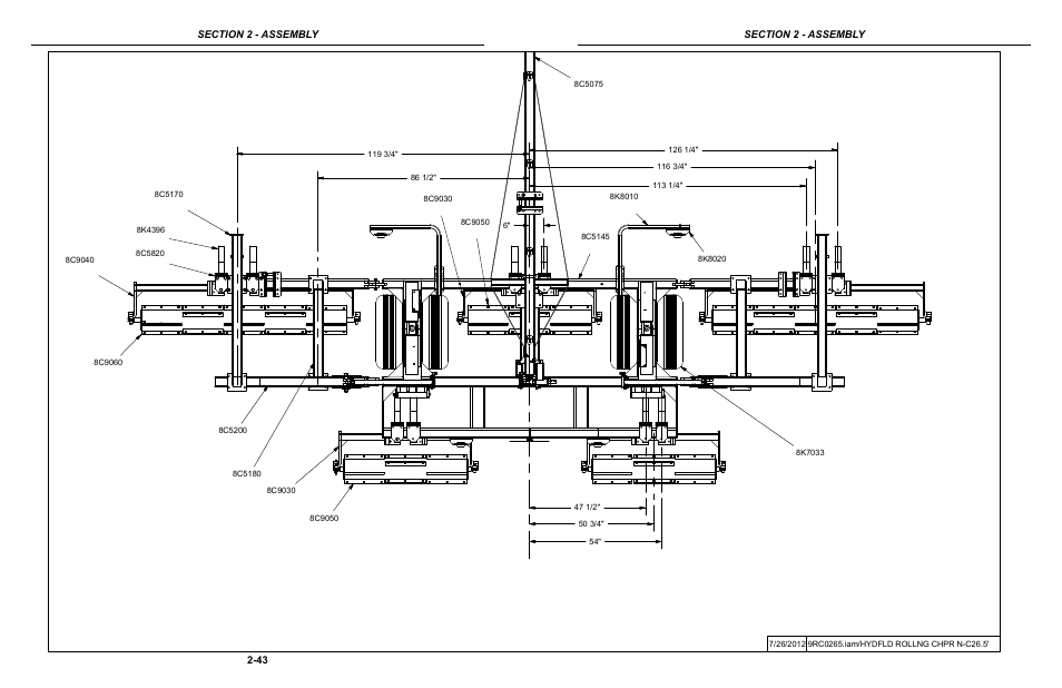 5' narrow center rolling chopper layout | Summers Hydraulic Fold Coil User Manual | Page 53 / 122