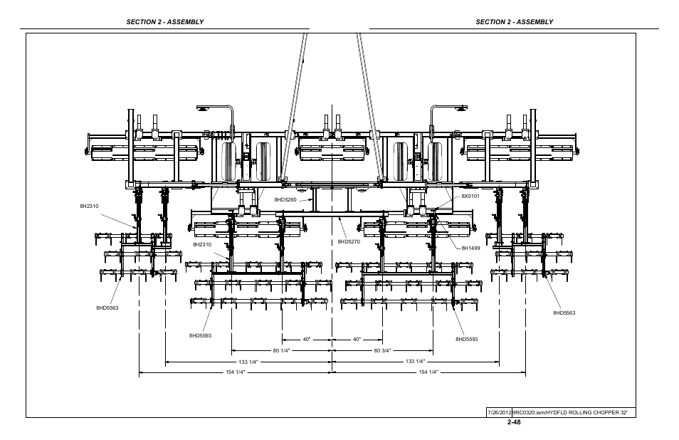 32' rolling chopper mounted harrow layout | Summers Hydraulic Fold Coil User Manual | Page 58 / 122