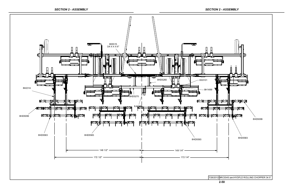 5' rolling chopper mounted harrow layout | Summers Hydraulic Fold Coil User Manual | Page 60 / 122
