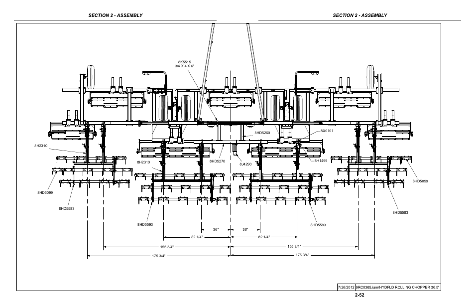 5' rolling chopper mounted harrow layout | Summers Hydraulic Fold Coil User Manual | Page 62 / 122