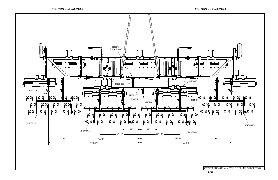 40' rolling chopper mounted harrow layout | Summers Hydraulic Fold Coil User Manual | Page 64 / 122