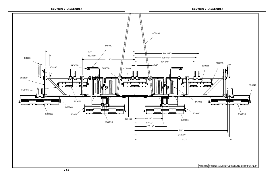 5' rolling chopper layout | Summers Hydraulic Fold Coil User Manual | Page 65 / 122