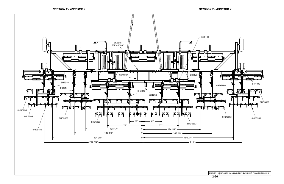 5' rolling chopper mounted harrow layout | Summers Hydraulic Fold Coil User Manual | Page 66 / 122