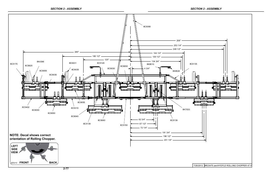 47' to 62' rolling chopper assembly, 5' rolling chopper layout | Summers Hydraulic Fold Coil User Manual | Page 87 / 122