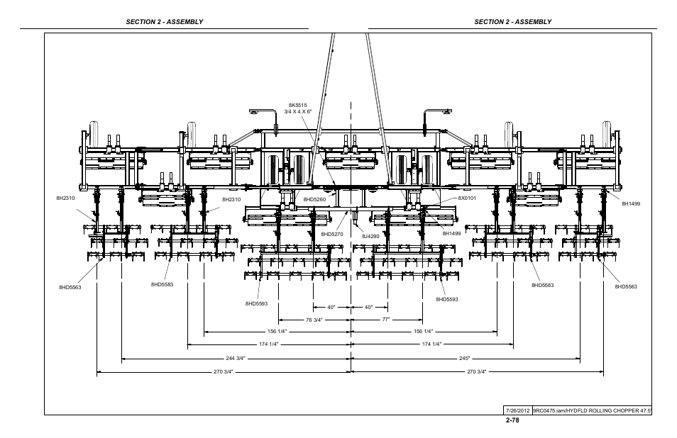 5' rolling chopper mounted harrow layout | Summers Hydraulic Fold Coil User Manual | Page 88 / 122