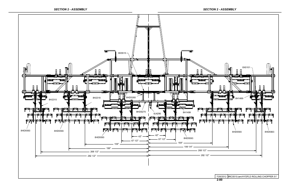 51' rolling chopper mounted harrow layout | Summers Hydraulic Fold Coil User Manual | Page 90 / 122