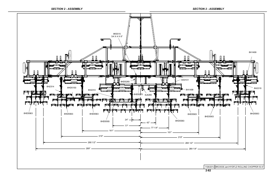 5' rolling chopper mounted harrow layout | Summers Hydraulic Fold Coil User Manual | Page 92 / 122