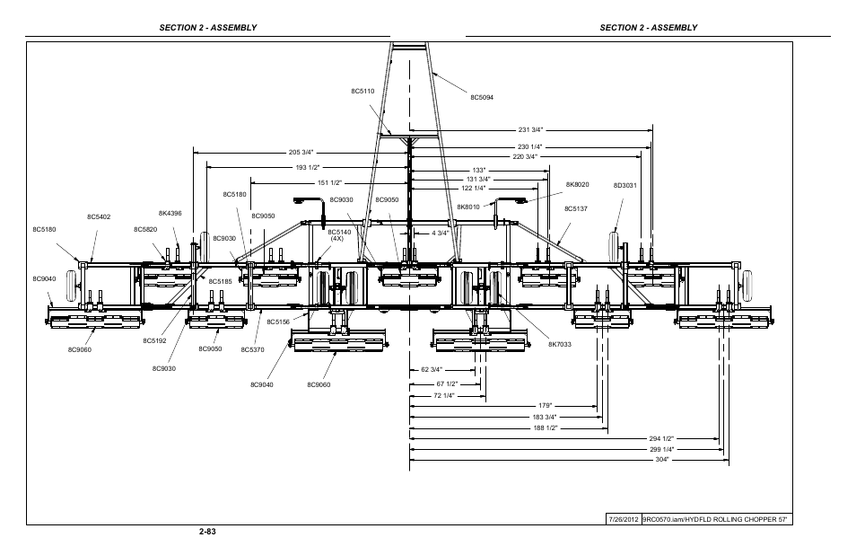 57' rolling chopper layout | Summers Hydraulic Fold Coil User Manual | Page 93 / 122