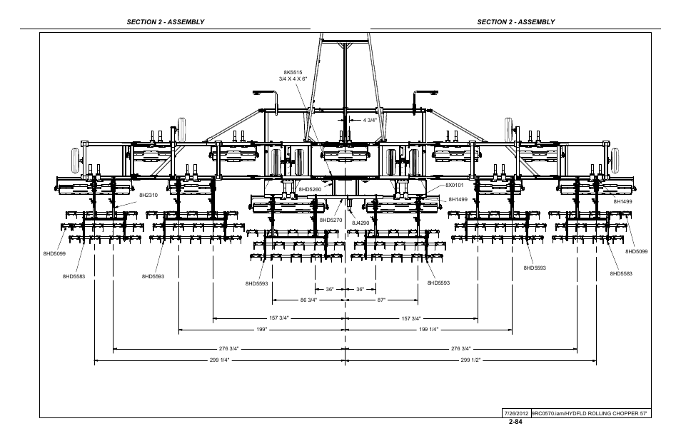 57' rolling chopper mounted harrow layout | Summers Hydraulic Fold Coil User Manual | Page 94 / 122