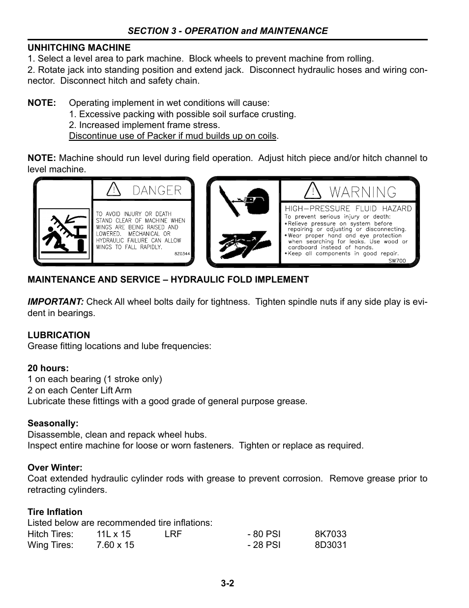 Unhitching machine, Maintenance, Maintenance and service -2 | Summers Hydraulic Fold Coil User Manual | Page 96 / 122