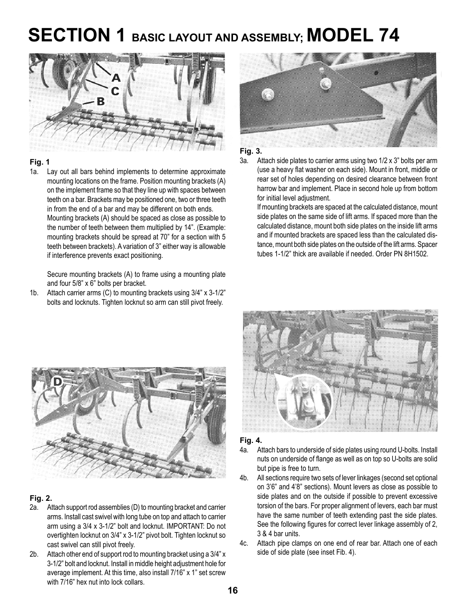 Model 74, Basic layout and assembly | Summers Mounted Attachments User Manual | Page 22 / 30