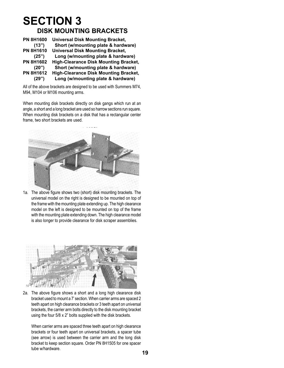 Disk mounting brackets | Summers Mounted Attachments User Manual | Page 25 / 30