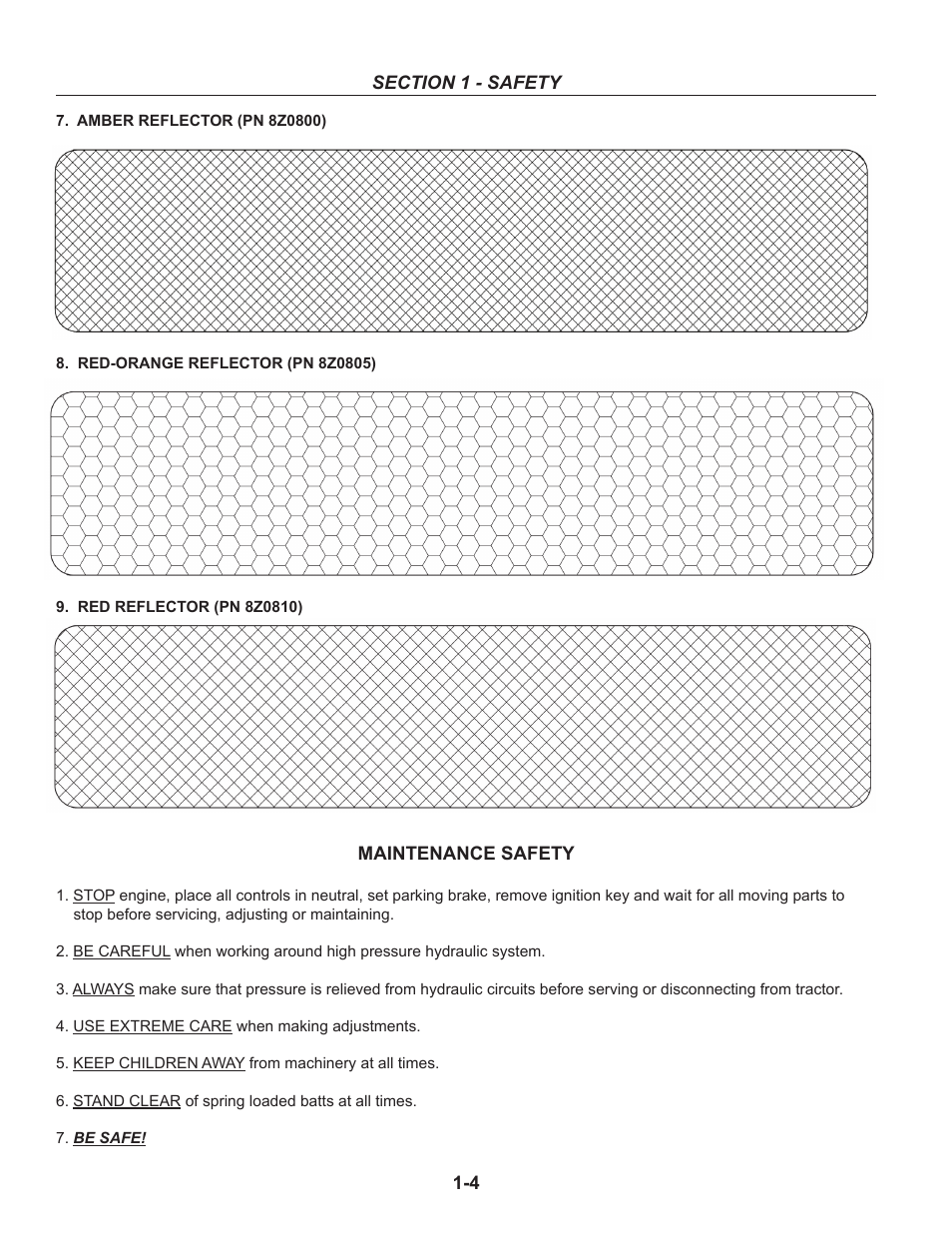 Maintenance safety, Maintenance safety -4 | Summers Rockpicker User Manual | Page 8 / 52