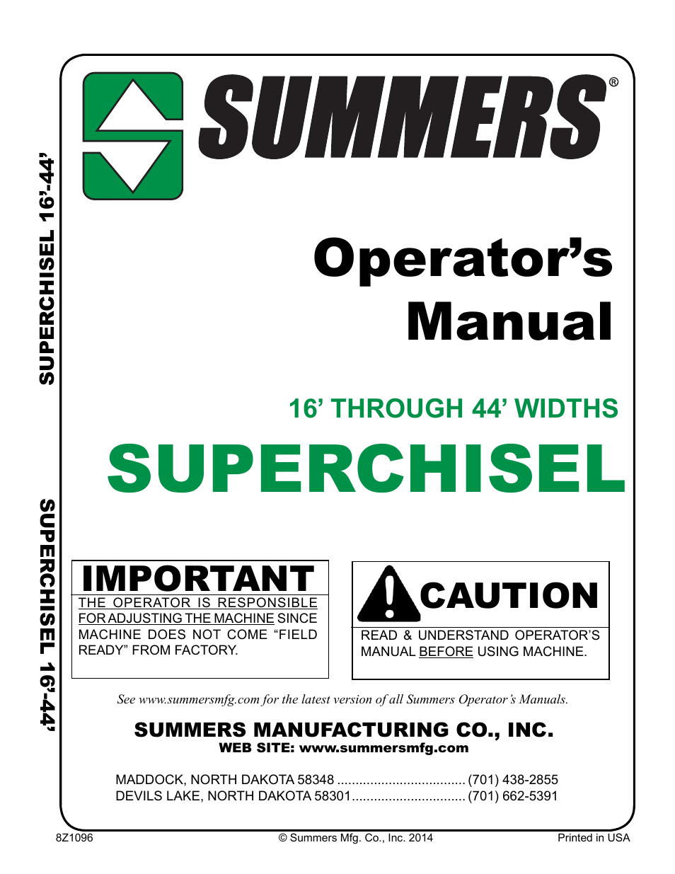 Summers Superchisel - 3-Section User Manual | 138 pages