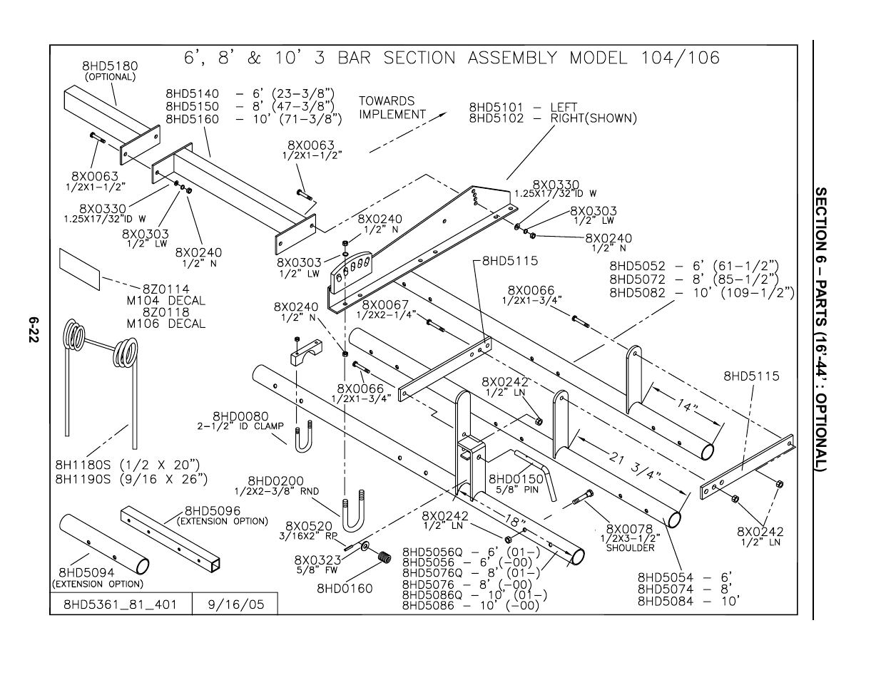Mounted harrow assembly | Summers Superchisel - 3-Section User Manual | Page 106 / 138
