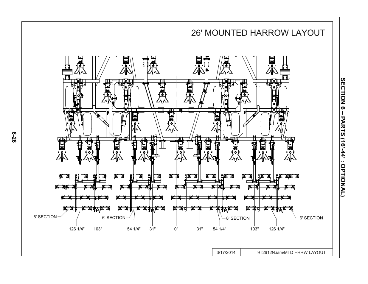 26' harrow layout, 26' mounted harrow layout | Summers Superchisel - 3-Section User Manual | Page 110 / 138