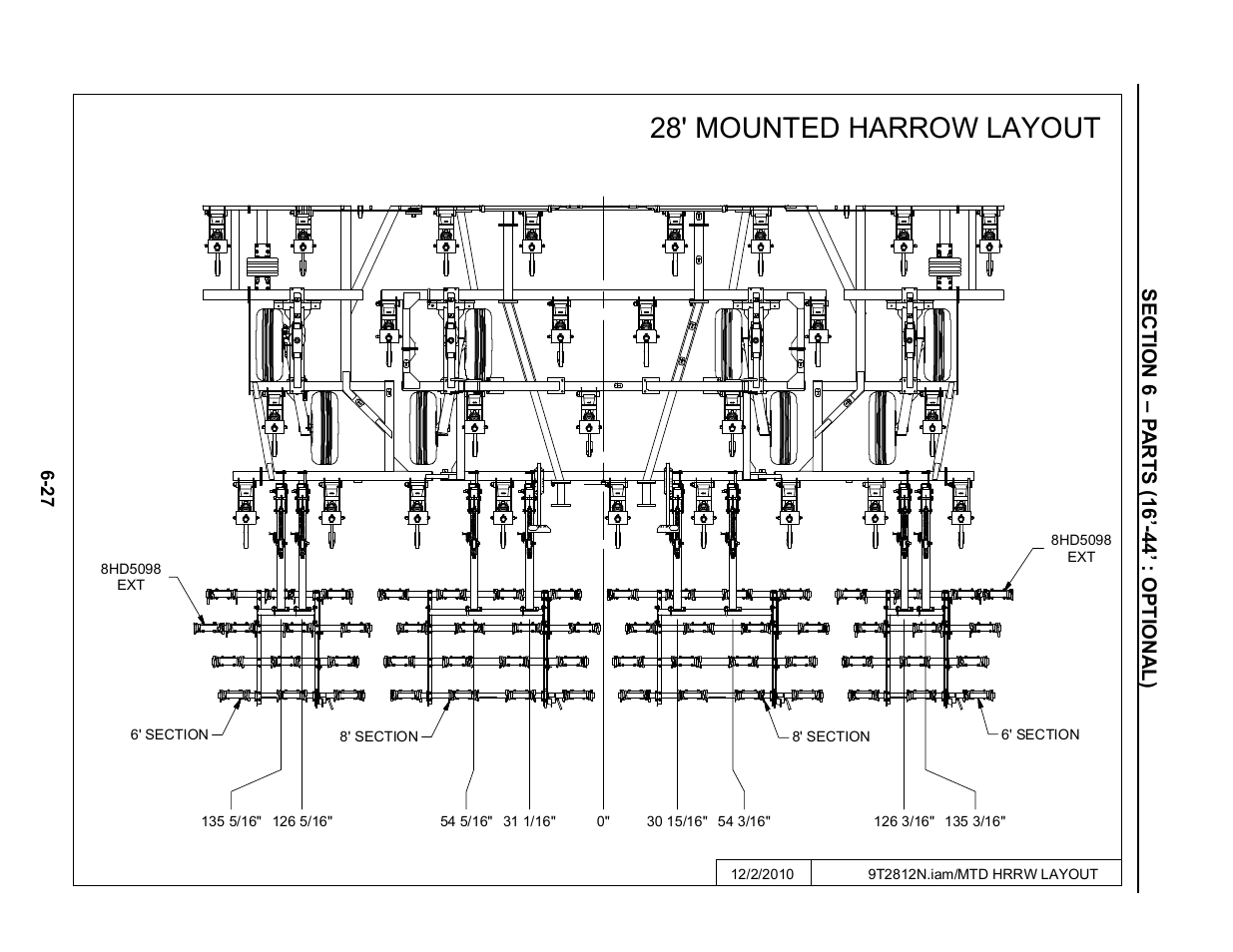 28' harrow layout, 28' mounted harrow layout | Summers Superchisel - 3-Section User Manual | Page 111 / 138