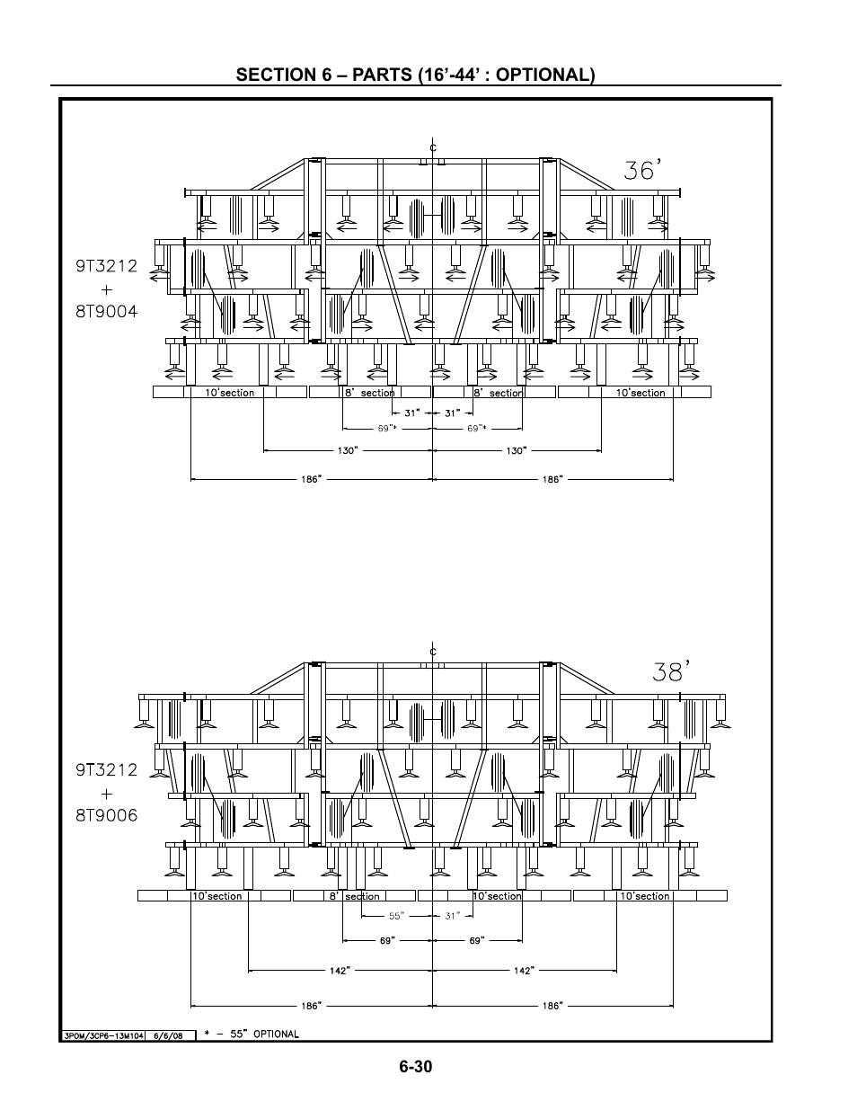 36' & 38' harrow layout | Summers Superchisel - 3-Section User Manual | Page 114 / 138