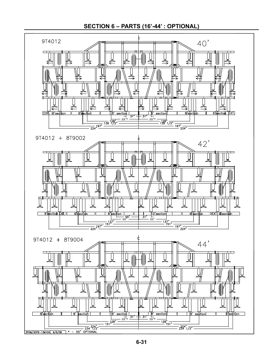 40', 42' & 44' harrow layout | Summers Superchisel - 3-Section User Manual | Page 115 / 138