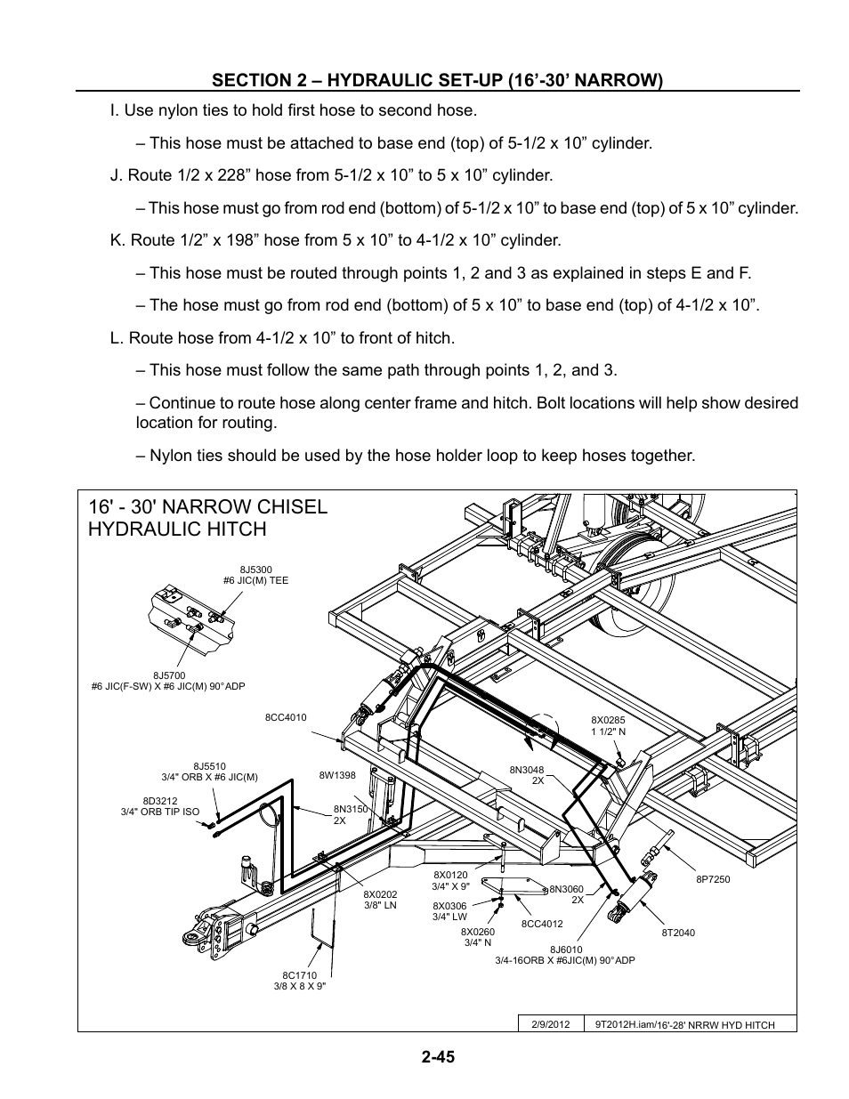 16' - 30' narrow chisel hydraulic hitch | Summers Superchisel - 3-Section User Manual | Page 57 / 138