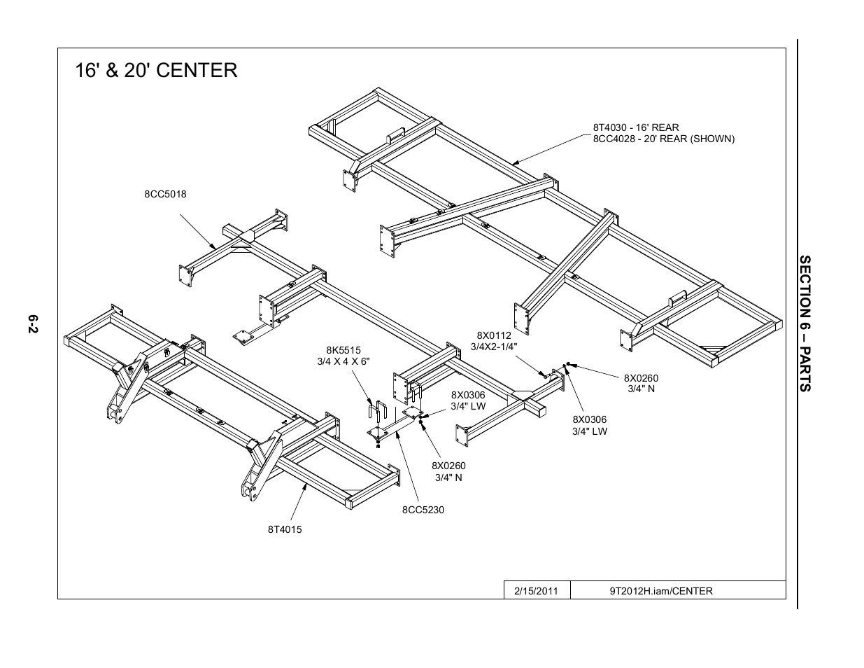 16'-20' center, 16’ and 20’ center -2, 16' & 20' center | Summers Superchisel - 3-Section User Manual | Page 86 / 138