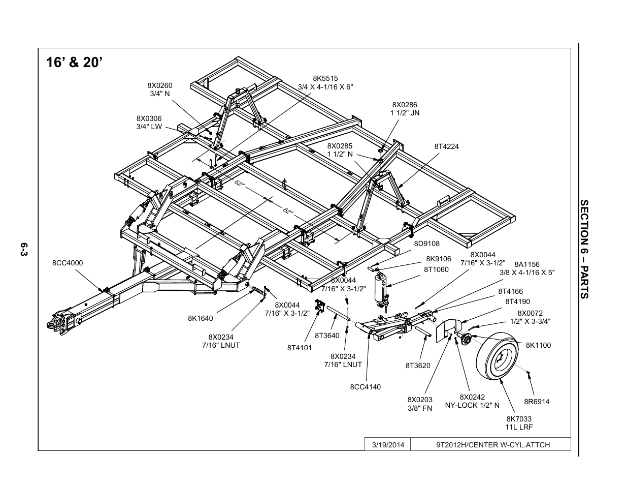 16'-20' cylinder attachments, 16’ and 20’ hitch & cylinder attachment -3 | Summers Superchisel - 3-Section User Manual | Page 87 / 138