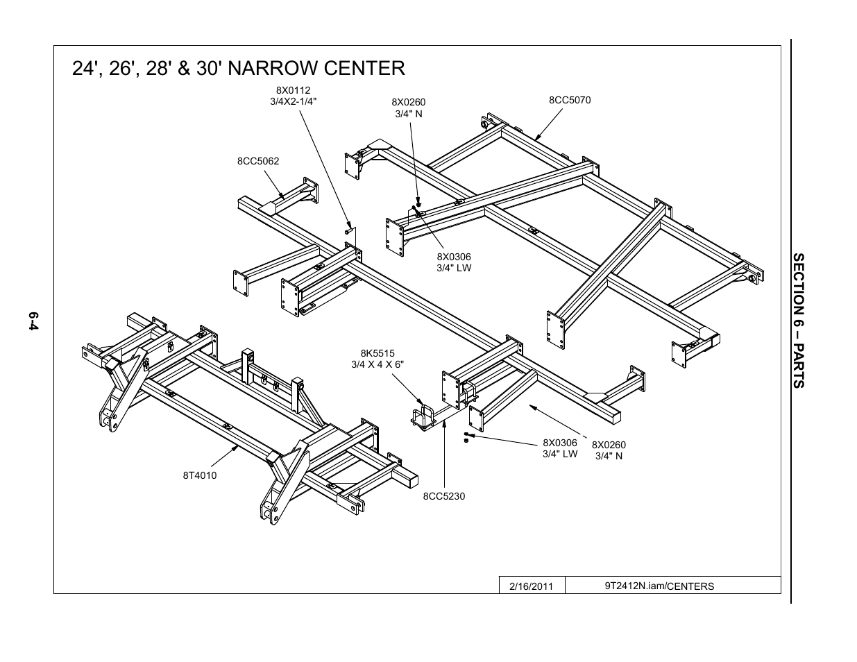 24'-30' narrow center, 24’ – 30’ narrow center sections -4 | Summers Superchisel - 3-Section User Manual | Page 88 / 138