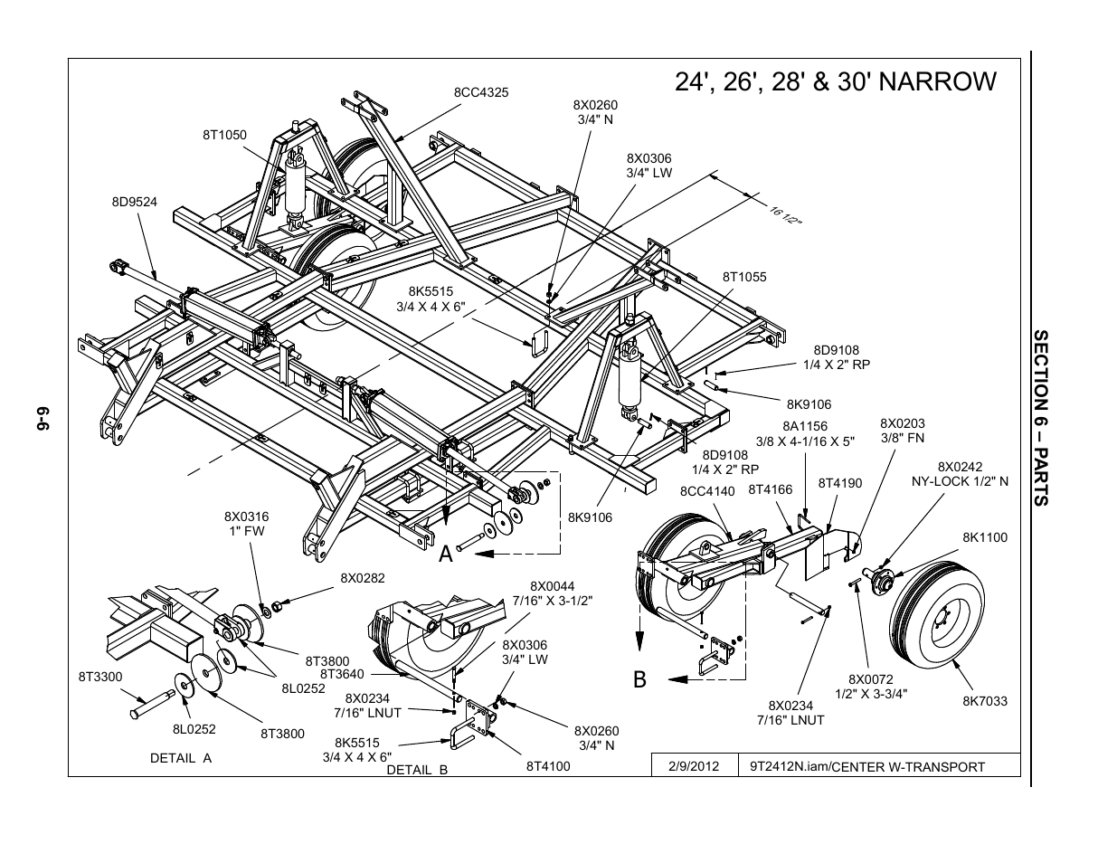 24'-30' narrow transport assemblies, 24’ – 30’ narrow transport -6 | Summers Superchisel - 3-Section User Manual | Page 90 / 138