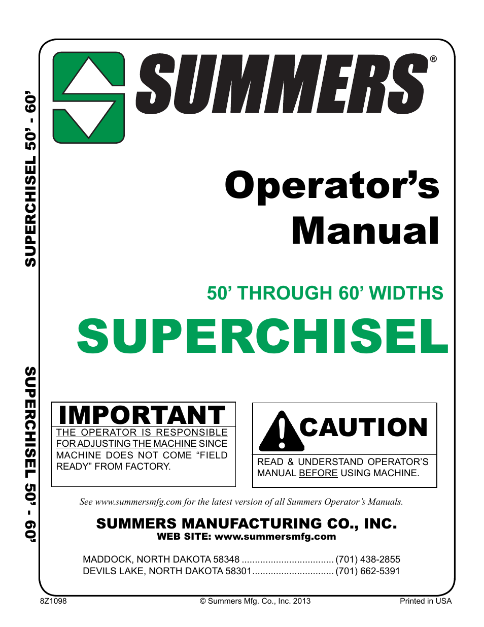 Summers Superchisel - 5-Section User Manual | 98 pages