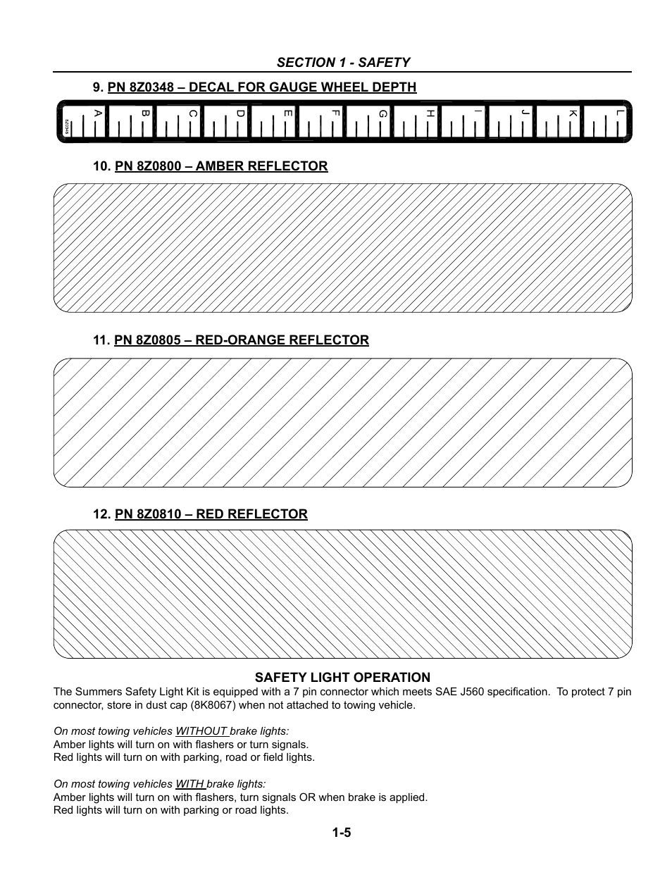 Safety light operation | Summers Superchisel - 5-Section User Manual | Page 11 / 98