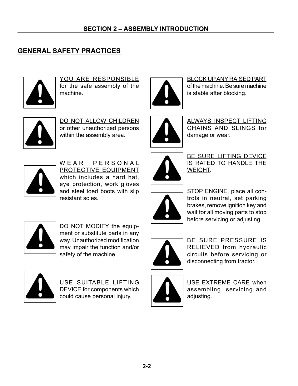 General safety practices, General safety practices -2 | Summers Superchisel - 5-Section User Manual | Page 14 / 98