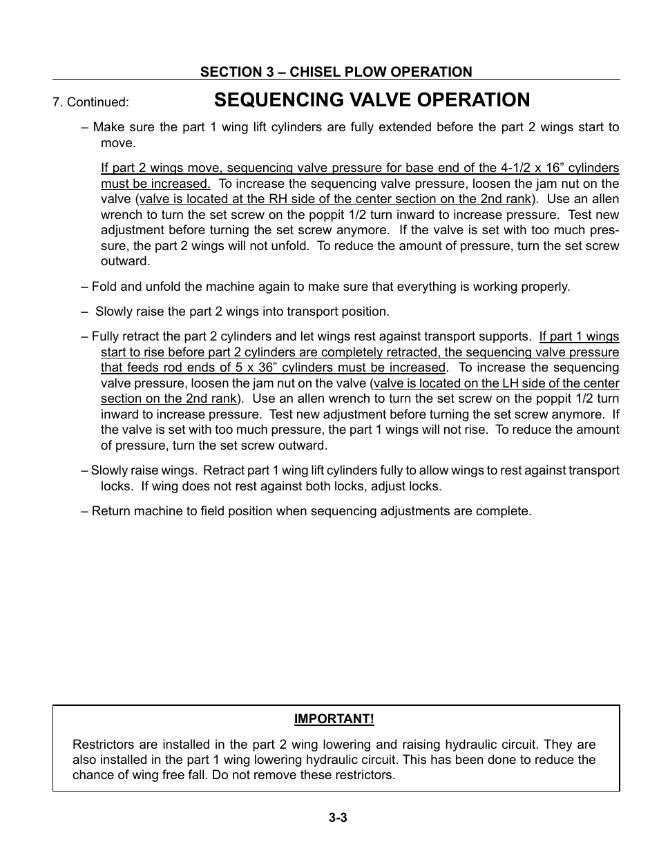 Sequencing valve operation | Summers Superchisel - 5-Section User Manual | Page 47 / 98