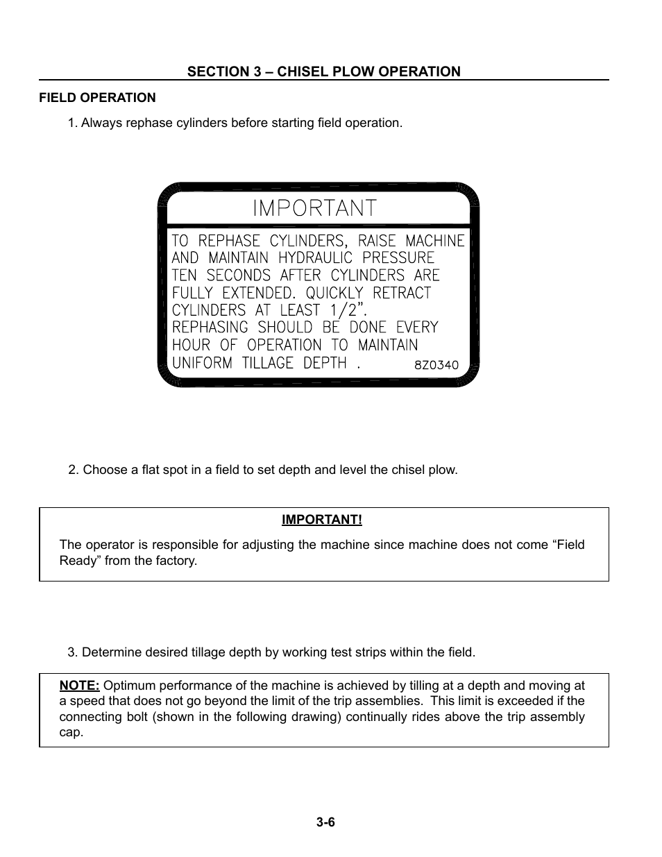 Field operation, Field operation -6 – 3-11 | Summers Superchisel - 5-Section User Manual | Page 50 / 98