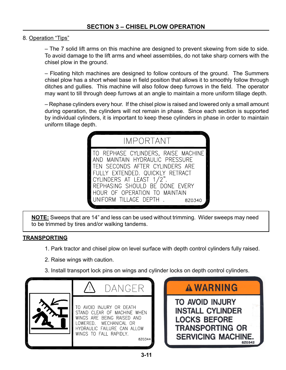 Transporting, Transporting -11 – 3-12 | Summers Superchisel - 5-Section User Manual | Page 55 / 98