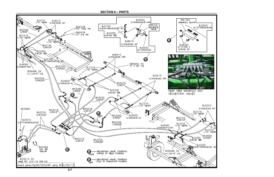 Wing lift hydraulics, Wing lift hydraulics -7 (50’-54’) – 6-8 (56’-60’) | Summers Superchisel - 5-Section User Manual | Page 67 / 98