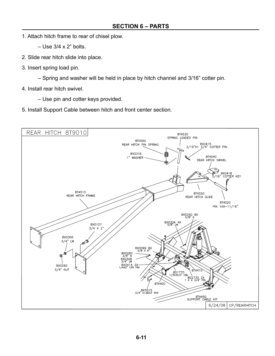 Rear hitch, Rear hitch -11 | Summers Superchisel - 5-Section User Manual | Page 71 / 98