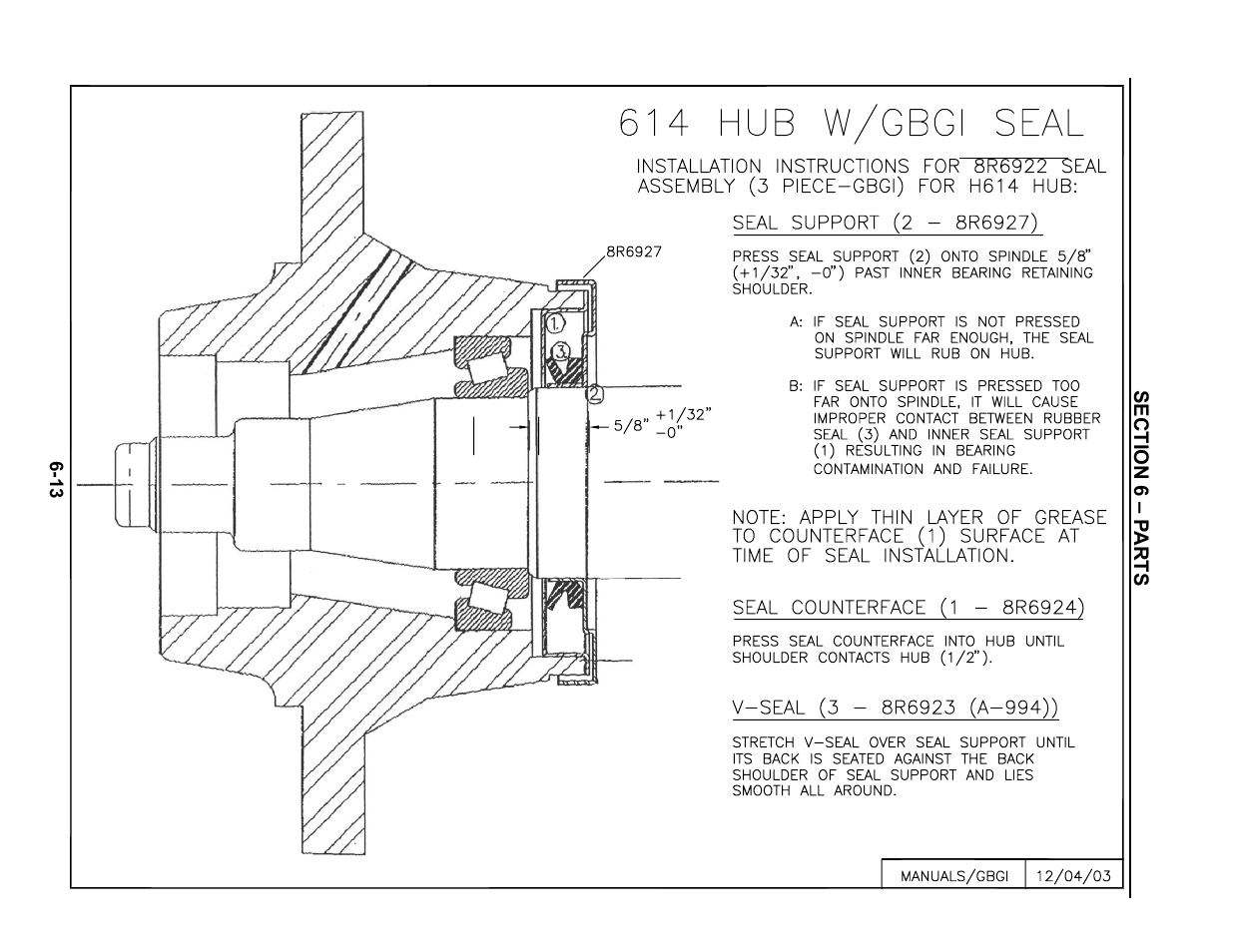 614 hub assembly | Summers Superchisel - 5-Section User Manual | Page 73 / 98