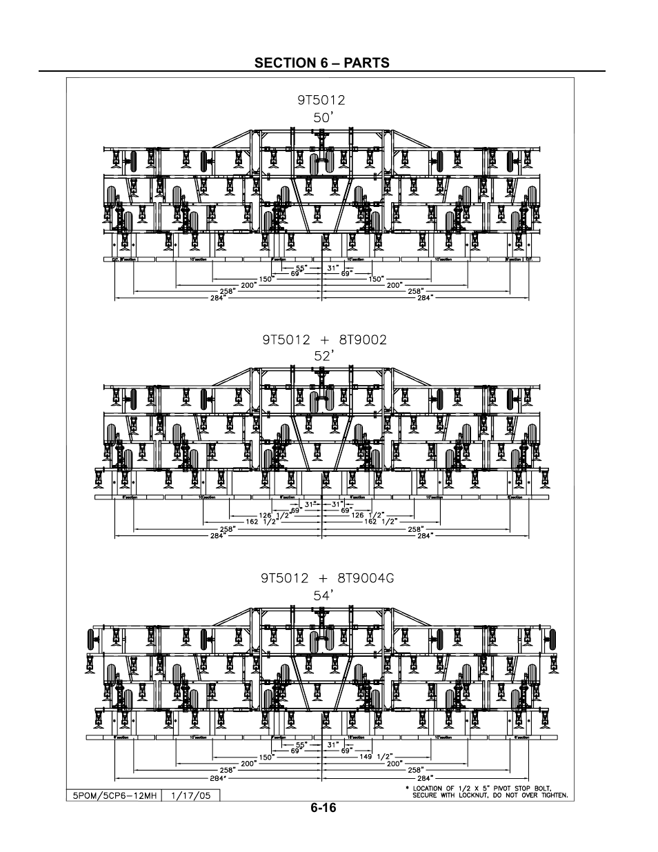 50'-54' mounted harrow layout | Summers Superchisel - 5-Section User Manual | Page 76 / 98